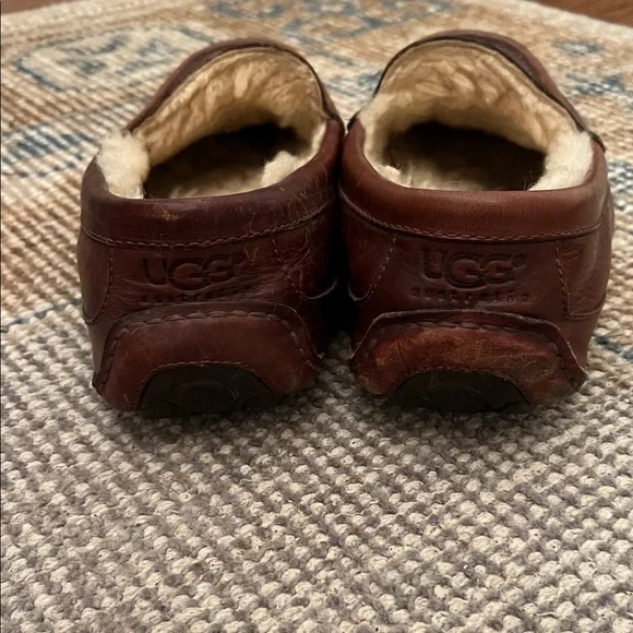UGG Men's Dark Brown Leather Slip-Ons - Picture 3 of 5